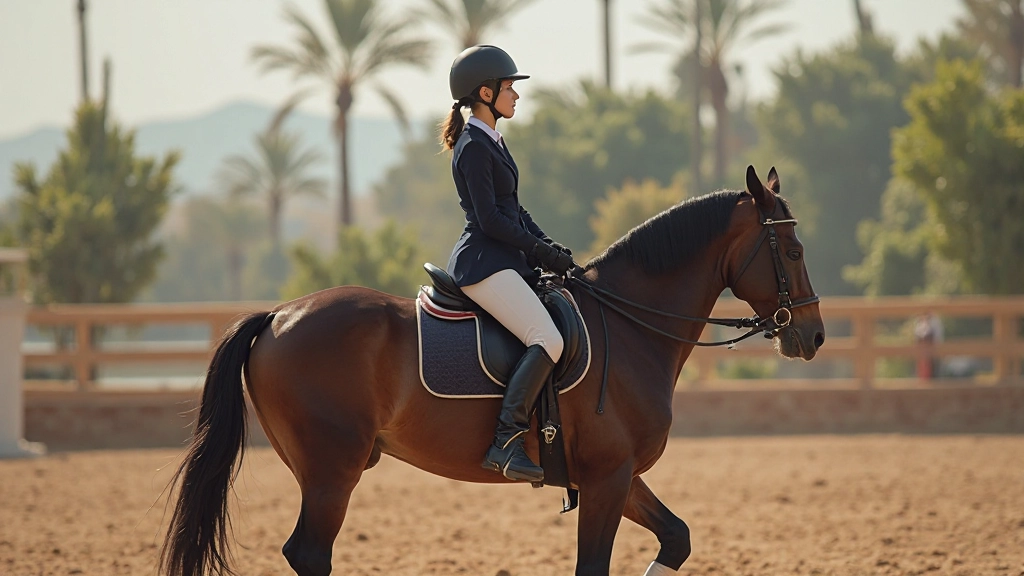 عرض جانبي لفارس يوضح موضع الساق الصحيح مع التركيز على محاذاة الحذاء والفخذ والورك